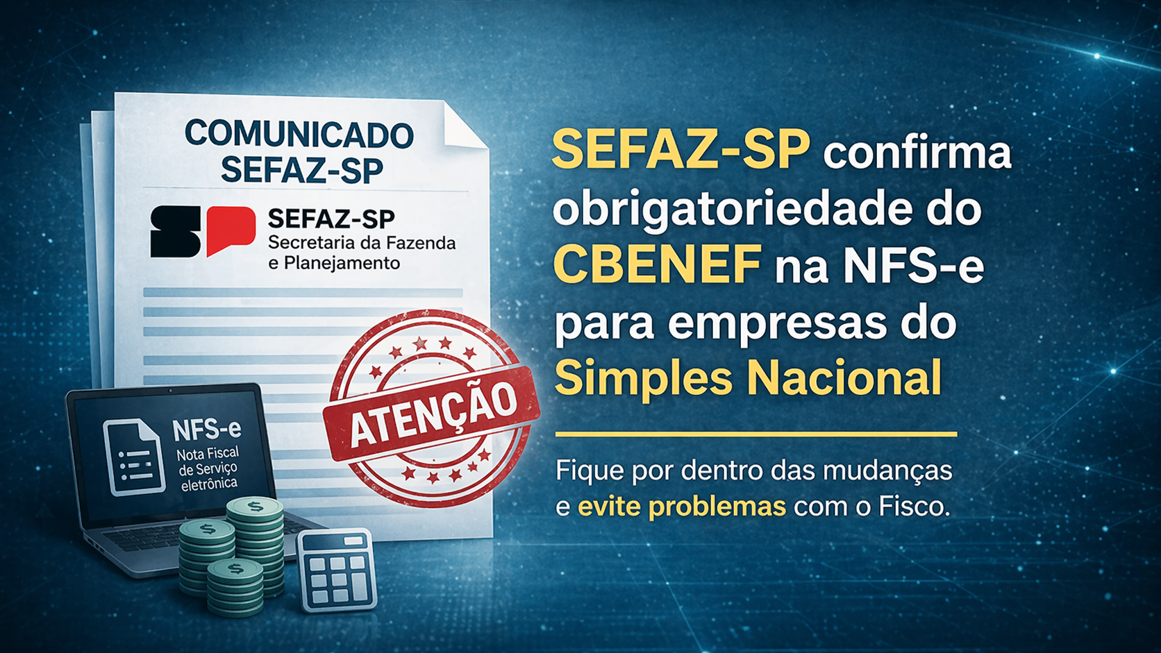 Ilustração do artigo: CBENEF na NFS-e: obrigatoriedade para o Simples Nacional em SP